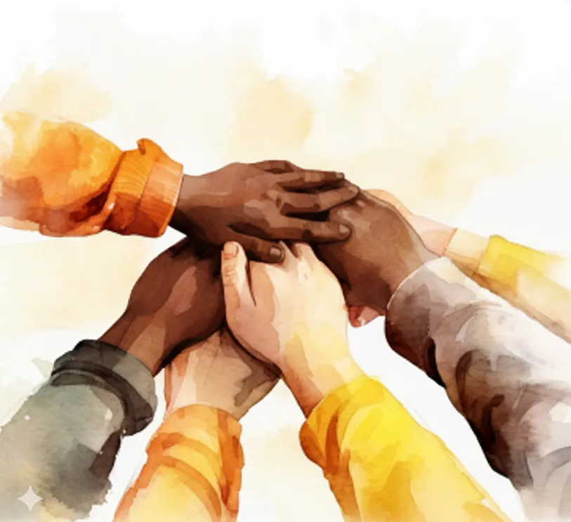 Hands joined together in unity